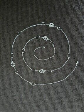 Long Silver🤍  Necklace with Webbed🕸 and Open Ellipses - NWOT